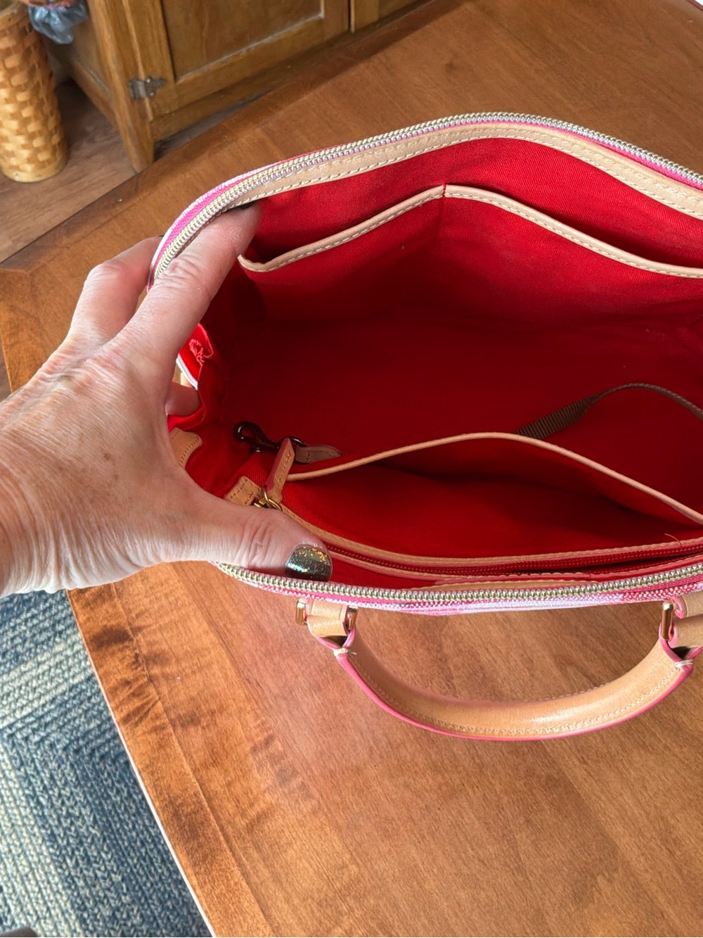 Dooney & Bourke Pink Quadretto Gingham Plaid Zip Zip Satchel - Picture 7 of 13
